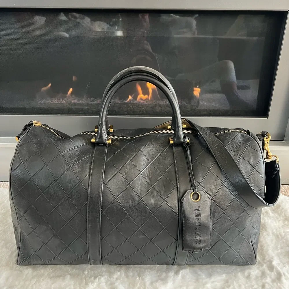 CHANEL Quilted Leather Boston Travel - Weekender Duffle Bag✨✨✨